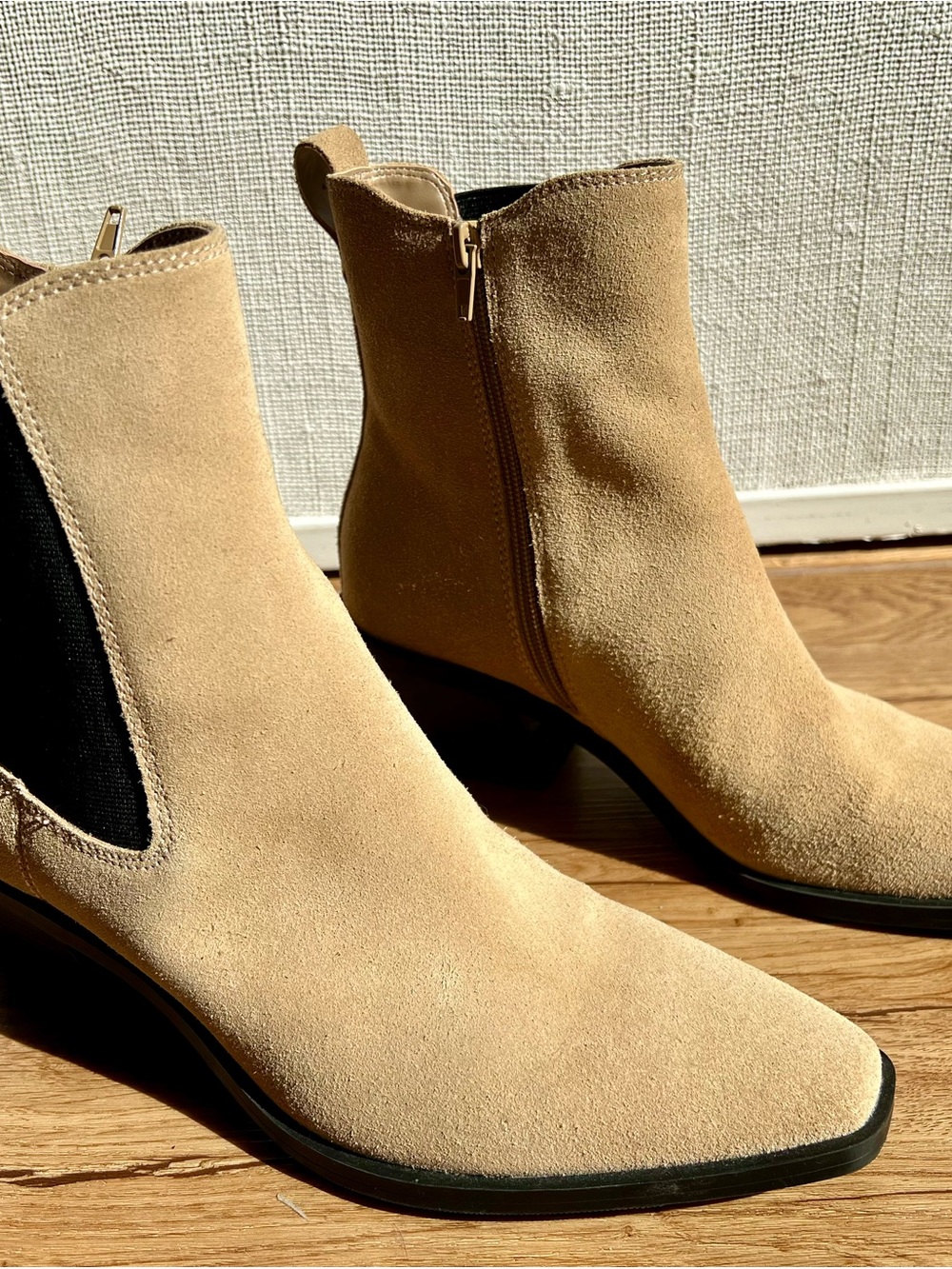 Women's Suede Ankle Booties in Sand
